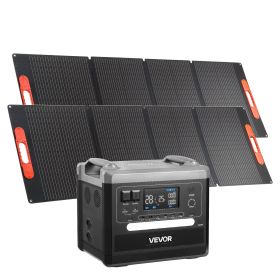 Portable Power Station, 2400W Portable Solar Generator with 2PCS * 200W Foldable Solar Panels