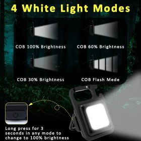 COB Rechargeable Keychain Flashlight 2Pack, High Lumen Super Bright LED Work Light with Magnet,Clip,Bottle Opener for Dog Walking,Car Repair