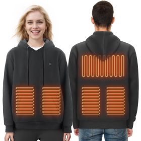 Heated Hoodie, Unisex Heated Sweatshirt with Battery Pack 7.4V, Electric Jacket with 5 Heating Zones for Men & Women