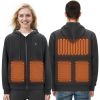 Heated Hoodie, Unisex Heated Sweatshirt with Battery Pack 7.4V, Zip Up Electric Jacket with 5 Heating Zones for Men & Women