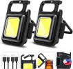 COB Rechargeable Keychain Flashlight 2Pack, High Lumen Super Bright LED Work Light with Magnet,Clip,Bottle Opener for Dog Walking,Car Repair