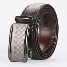 Men's Automatic Cowhide Belt (Option: Brown-130cm)