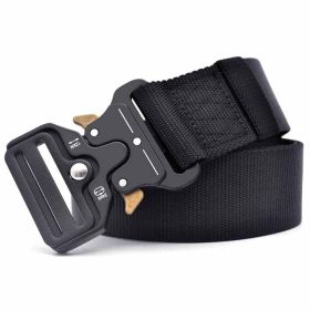 Men Multifunction Nylon Military Tactical Adjustable Waist Belt Quick Release Belt (Option: Black)