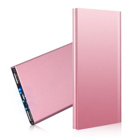 20000mAh Power Bank Ultra-thin External Battery Pack Phone Charger Dual USB Port (Option: RoseGold)
