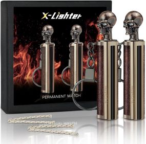 Matchstick, Permanent Match Strike Set 10000 Times, Emergency fire Starters Waterproof Forever Lighter (Color: Skull+skull)