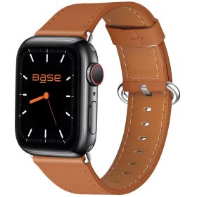 Brown Full-Grain Leather Watch Band Made for Apple Watch Series 1/2/3/4/5/6/7/SE - Small (38/40/41mm) (Series: Brown)