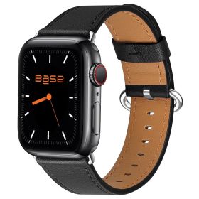 Brown Full-Grain Leather Watch Band Made for Apple Watch Series 1/2/3/4/5/6/7/SE - Small (38/40/41mm) (Series: Black)