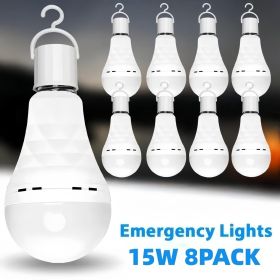 8PCS/4PCS Rechargeable LED Light Bulbs 80W Equivalent 1200mAh Battery Backup for Power Outages Emergency Use A19 Size E26/E27 Socket Portable Flashlig (Quantity: 8-PCS)