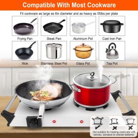 Portable Dual Burner Electric Stove - 2000W Power, 5 Temperature Levels, 5.5in Coils, Fast Even Cooking, Fits Flat Cookware, Ideal for Apartments/RVs (Color: White)